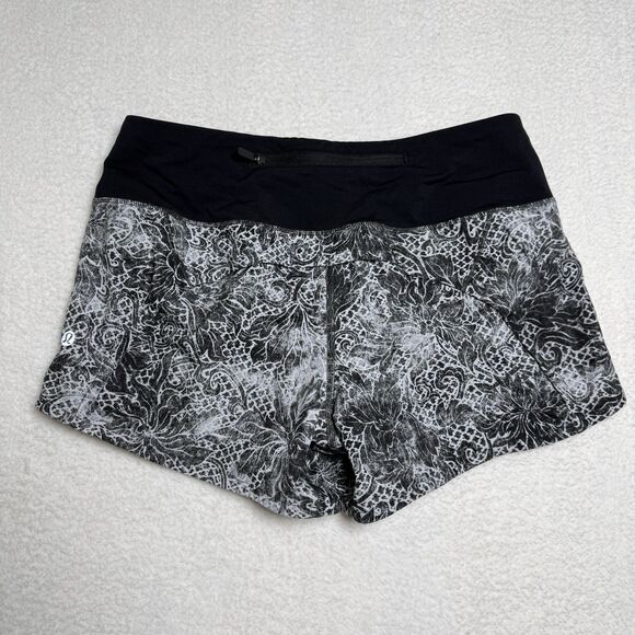 Lululemon Womens Run Times Short II 4" Serigraph Alpine White Black Multi Size 4 - Picture 3 of 5